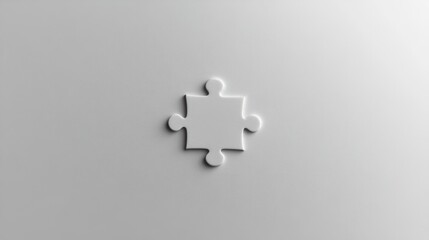 Poster - Single White Puzzle Piece on a Minimalist Background