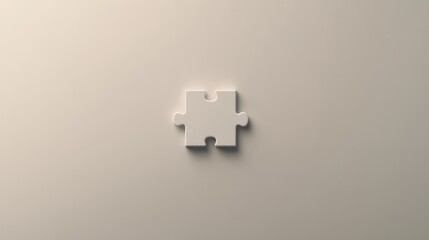Poster - Single White Puzzle Piece on a Plain Background