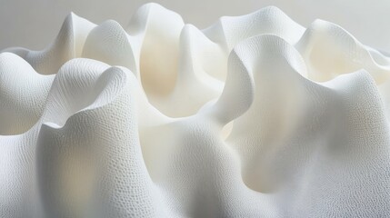 Poster - Gentle Flowing Waves of White Fabric Texture
