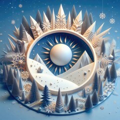 Poster - Winter Solstice. 3d background, banner, card, poster, template. 