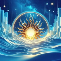 Poster - Winter Solstice. 3d background, banner, card, poster, template. 
