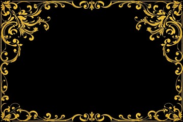 Ornate gold floral frame on a black background.generative AI
