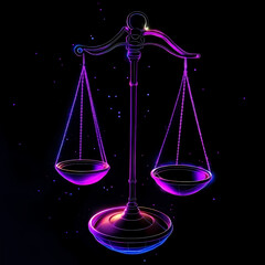 A graceful scale symbol representing the Libra zodiac, balanced and symmetrical, symbolizing harmony, fairness, and the pursuit of balance under the autumn sky.