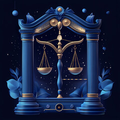 A graceful scale symbol representing the Libra zodiac, balanced and symmetrical, symbolizing harmony, fairness, and the pursuit of balance under the autumn sky.