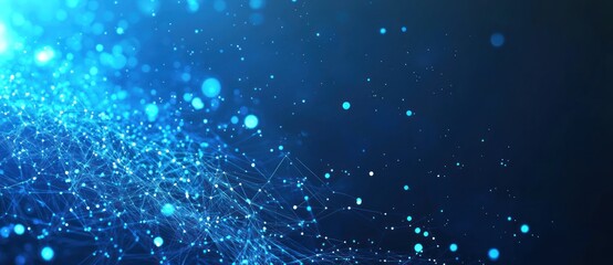 Poster - Abstract Blue Network with Glowing Particles