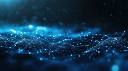 Poster - Abstract Blue Network with Glowing Particles