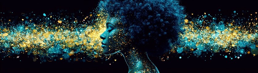 Poster - Cybernetic Woman with Ethereal Abstract Background