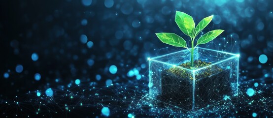 Poster - Digital Growth, A Plant in a Cube