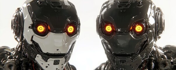 Poster - Realistic Close-Up of a Futuristic Robot Face