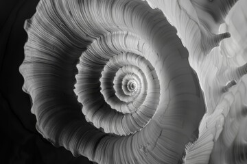 Aufkleber - Spiral Seashell Macro Shot in Monochrome Detail