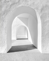 Poster - Minimalist White Wall with Soft Shadows and Arches
