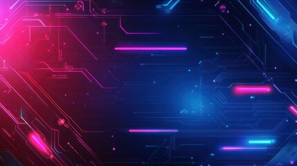 Poster - background gaming abstract neon sci-fi themes cyberpunk red blue glowing dynamic technology wallpape