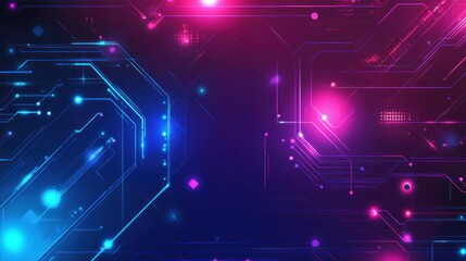Poster - Background gaming abstract neon sci-fi themes cyberpunk red blue glowing dynamic technology wallpaper AI generated image