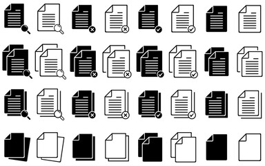 Poster - Document icon set line icon paper files sheet notes searching business outline sign symbol buttons text documentation elements
