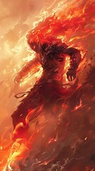 Canvas Print - Fiery Warrior: A Fantasy Illustration