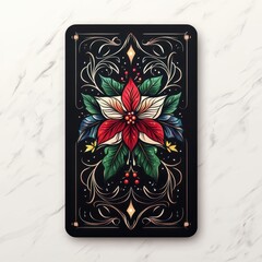 Poster - Decorative flower design on black background
