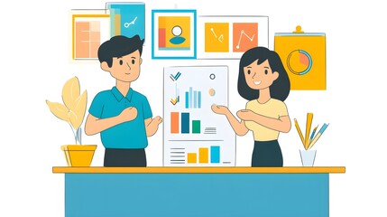 Poster - Business Presentation with Data Charts and Graphs