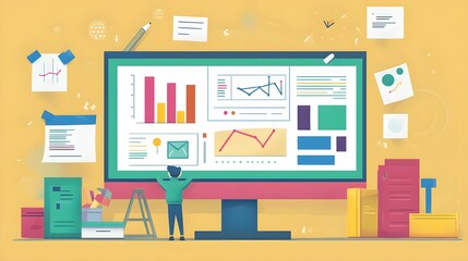 Poster - Business Analytics and Data Visualization on Computer Monitor
