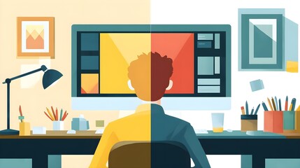 Poster - Creative Design Workspace with Person Working on Computer