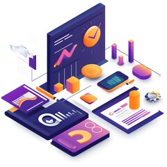 Poster - Isometric Business Data Analytics Illustration