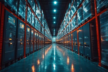 Rows of Industrial Equipment in a Warehouse