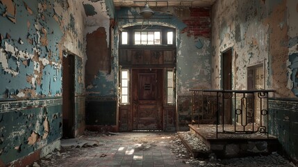 Wall Mural - Abandoned Building Interior: A Glimpse into the Past