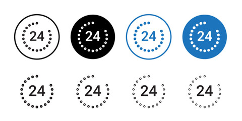 Poster - 24 Hrs icon outline set sign