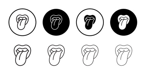 Poster - Tongue icon outline set sign
