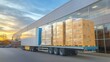 © photolas - Optimizing delivery boxes packed and loaded onto a large truck outside a warehouse during sunset hours