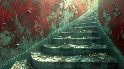 Wall Mural - Forgotten Staircase: A Glimpse into a Bygone Era