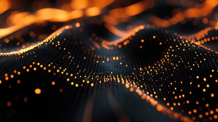 Poster - Close-up of binary code, zeros and ones representing digital information flowing smoothly, symbolizing coding, data, and modern technology