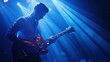 © Penatic Studio - A musician playing a hollow-body electric guitar under a blue spotlight