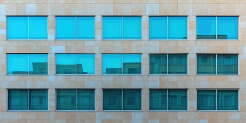 Poster - modern office building with blue windows