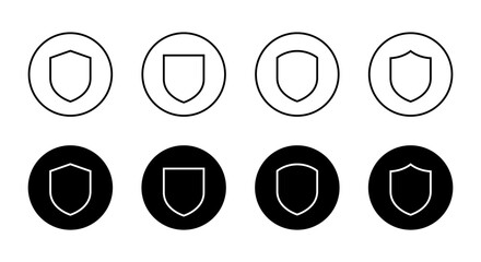 Fototapete - Shield guard line icon on black circle. Defense, security sign symbol