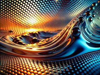 Poster - Abstract Halftone Liquid Stack Pattern in Flowing Motion for Modern Design