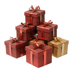 Colorful gift boxes with ribbons