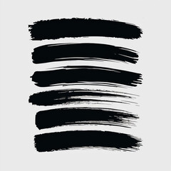 Poster - Six black brush strokes arranged horizontally on a light background creating an abstract composition art 100
