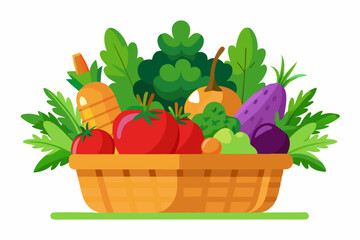 Wall Mural - Vegetables in basket on white background vector