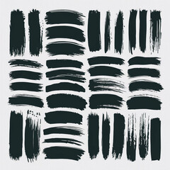 Poster - A collection of black brush strokes arranged in a grid pattern on a white background creating an abstract design
