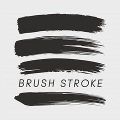 Poster - Four black brush strokes arranged vertically on a light gray background with brush stroke text overlay
