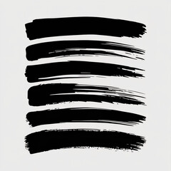 Poster - Black brush strokes arranged horizontally on a white background creating an abstract composition art piece
