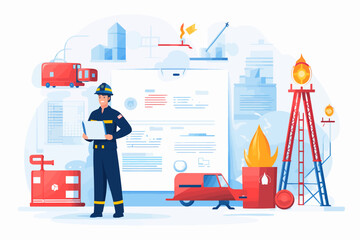 Wall Mural - fireman with extinguisher