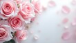 © designhunt - Beautiful roses flower border in soft vintage tone color with glitter romance background. Blurred background with pink roses is very nice, for backgrounds, congratulations, invitation