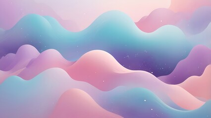 Aufkleber - digital abstract artwork vector background featuring a series of smooth, flowing shapes resembling waves or hills in pastel color with gradients of pink, purple, and blue blending seamlessly into one 