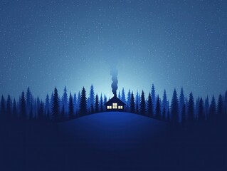 Sticker - Cabin in the Woods at Night.