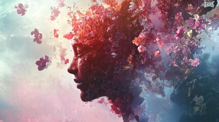Poster - A surreal mindscape, blending fragmented imagery, vivid colors, and soft focus effects to portray a medicated, dreamlike state.