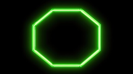 Poster - Fluorescent neon octagon frame with rotating light effects on a dark backdrop, offering a striking, dynamic visual element
