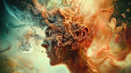 Poster - A surreal mindscape, blending fragmented imagery, vivid colors, and soft focus effects to portray a medicated, dreamlike state.