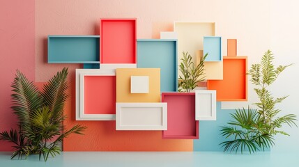 Poster - A modern AI tool depicted in action, detecting and analyzing paint colors for interior design, presenting a variety of shades in a minimalist style on a clear background.