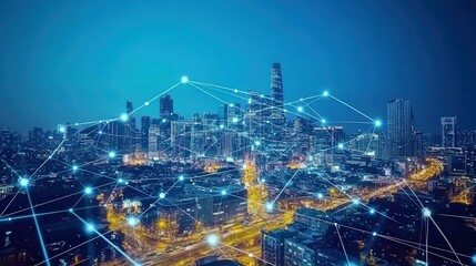 Poster - Smart cities leverage technology to improve urban living, using data and connectivity to enhance transportation, energy management, and public services.